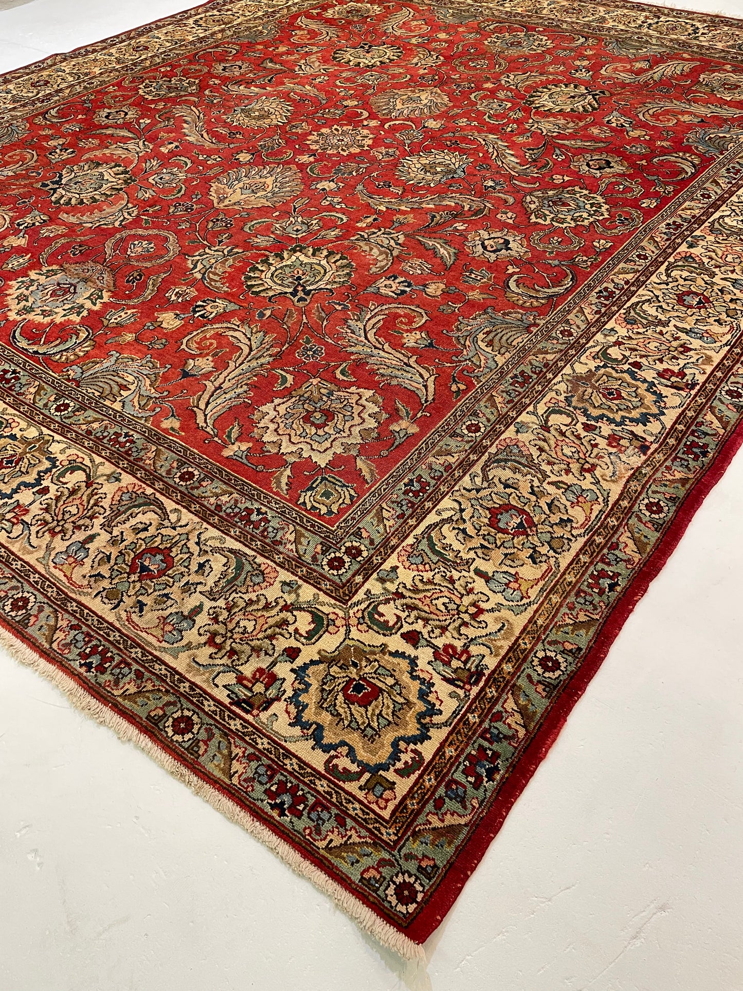 Hand-Knotted Wool Rug Tabriz 11'7" x 12'11"