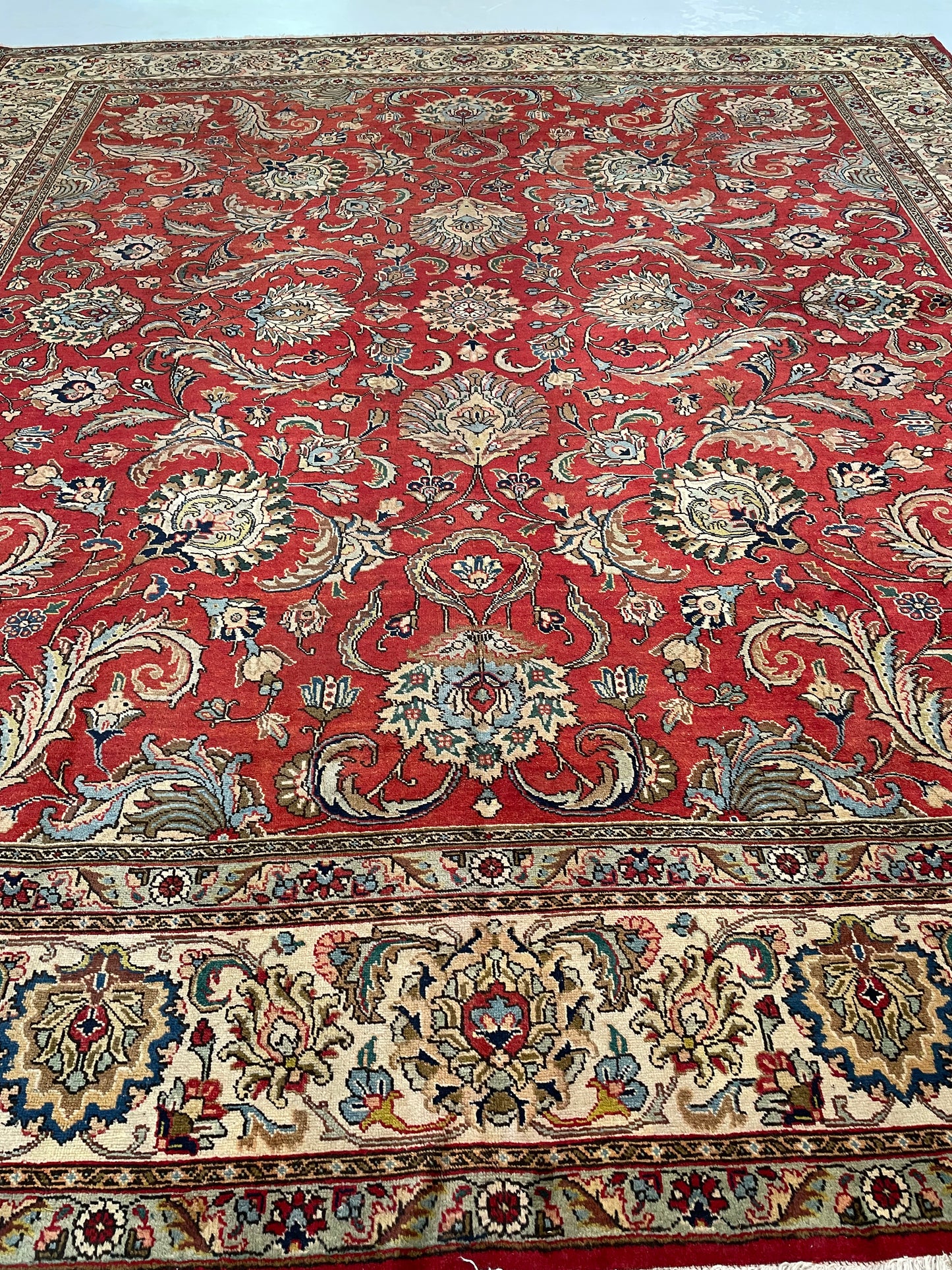 Hand-Knotted Wool Rug Tabriz 11'7" x 12'11"