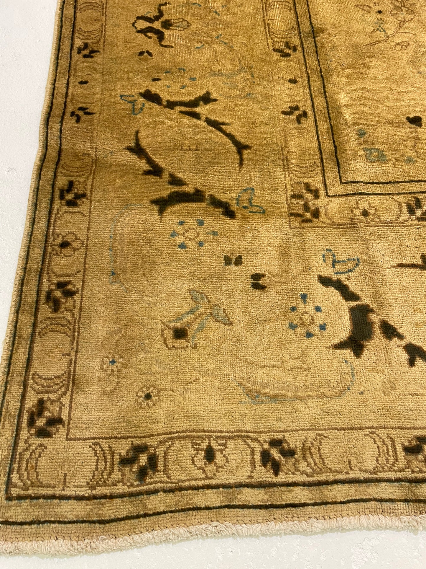 Hand-Knotted Wool Rug Tabriz Tea Washed 11'1" x 12'1"