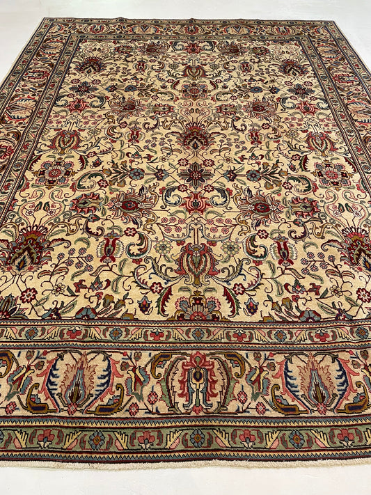 Hand-Knotted Wool Rug Tabriz 8'7" x 11'2"