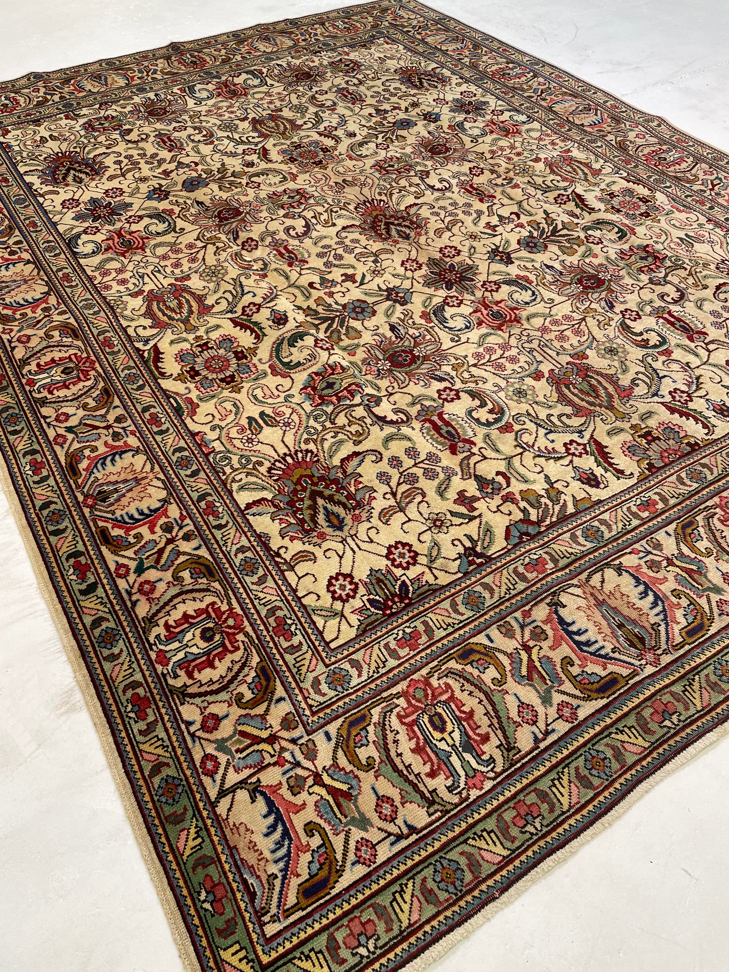 Hand-Knotted Wool Rug Tabriz 8'7" x 11'2"