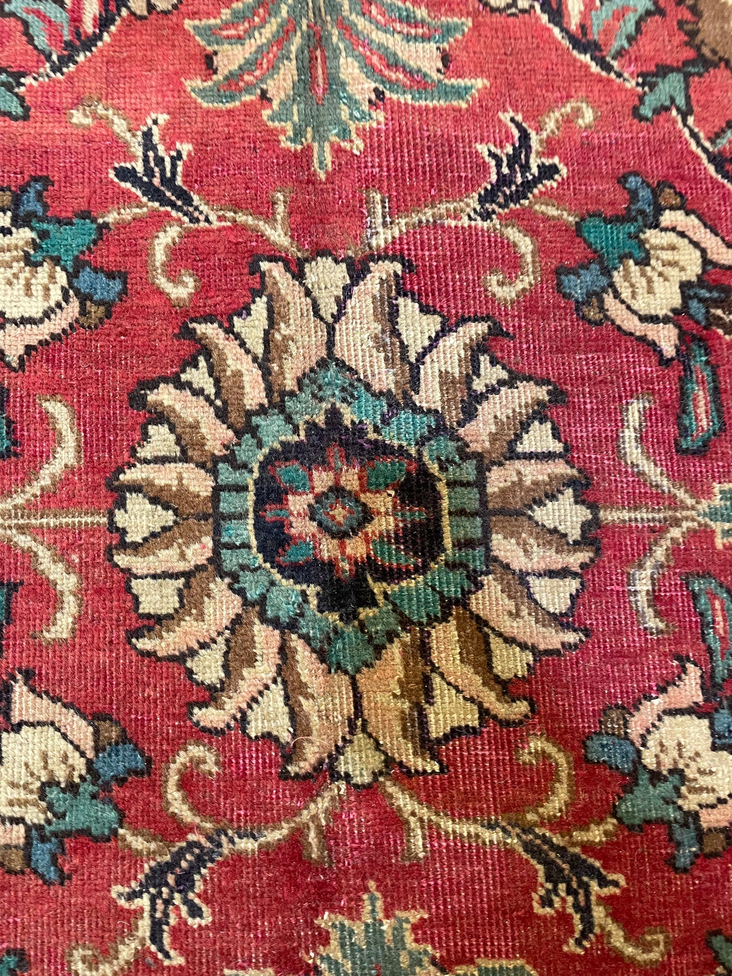 Hand-Knotted Wool Rug Tabriz Square 10'8" x 11'