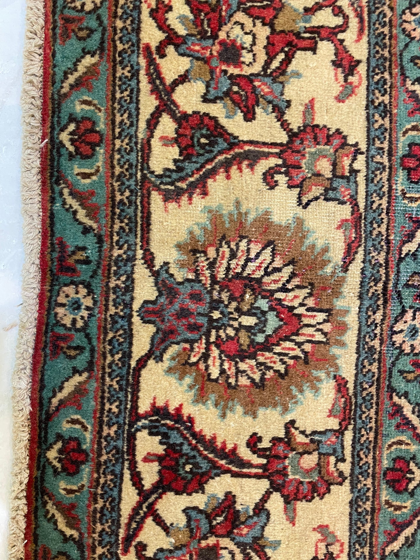 Hand-Knotted Wool Rug Tabriz Square 10'8" x 11'