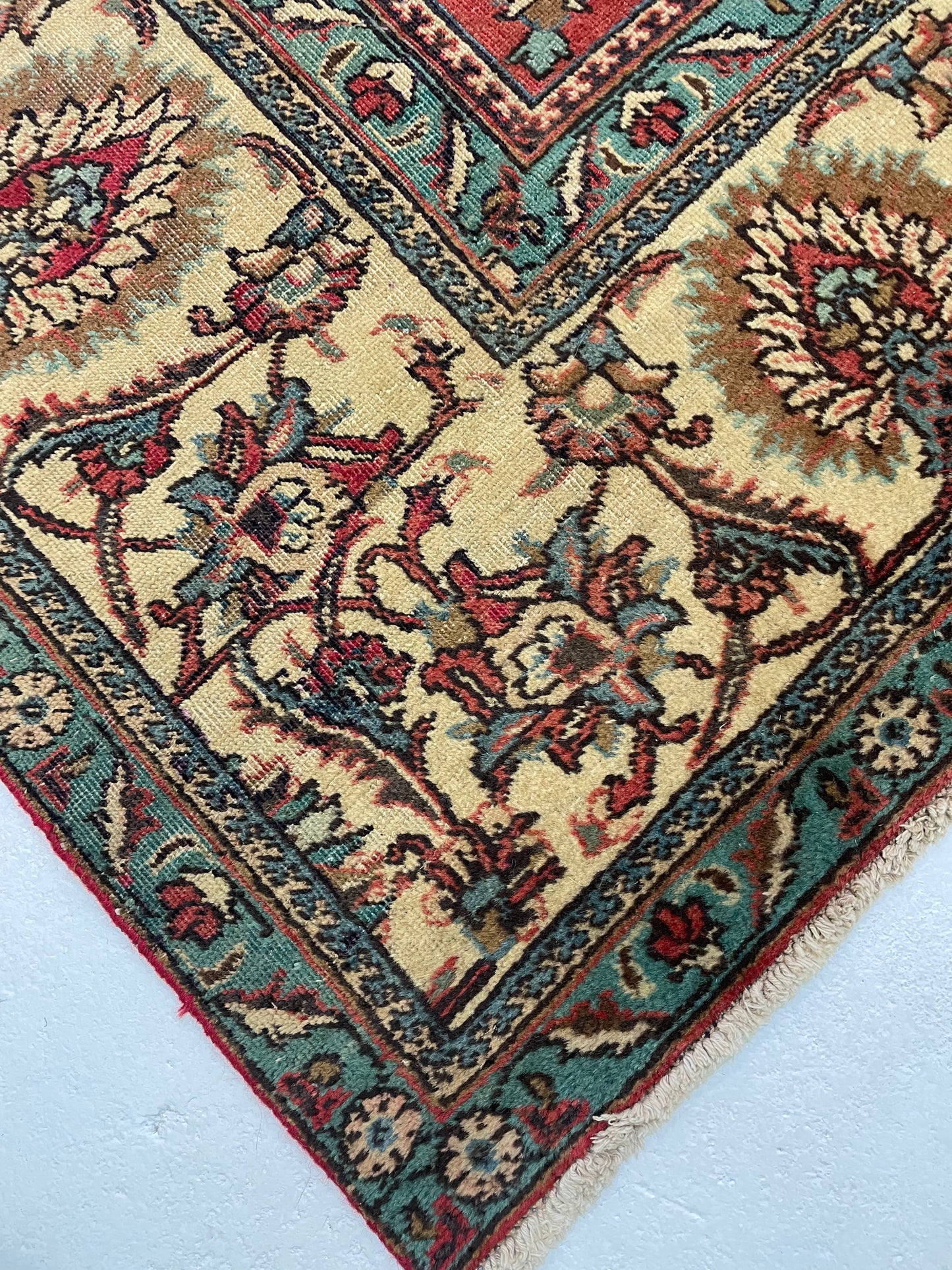 Hand-Knotted Wool Rug Tabriz Square 10'8" x 11'