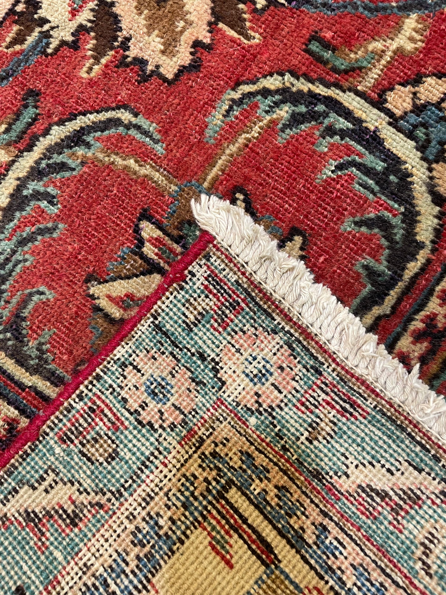 Hand-Knotted Wool Rug Tabriz Square 10'8" x 11'