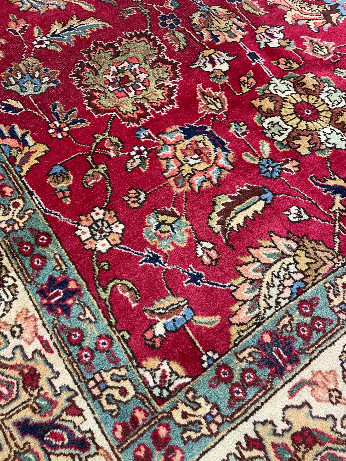 Hand-Knotted Wool Rug Tabriz Signed 9'9" x 12'4"