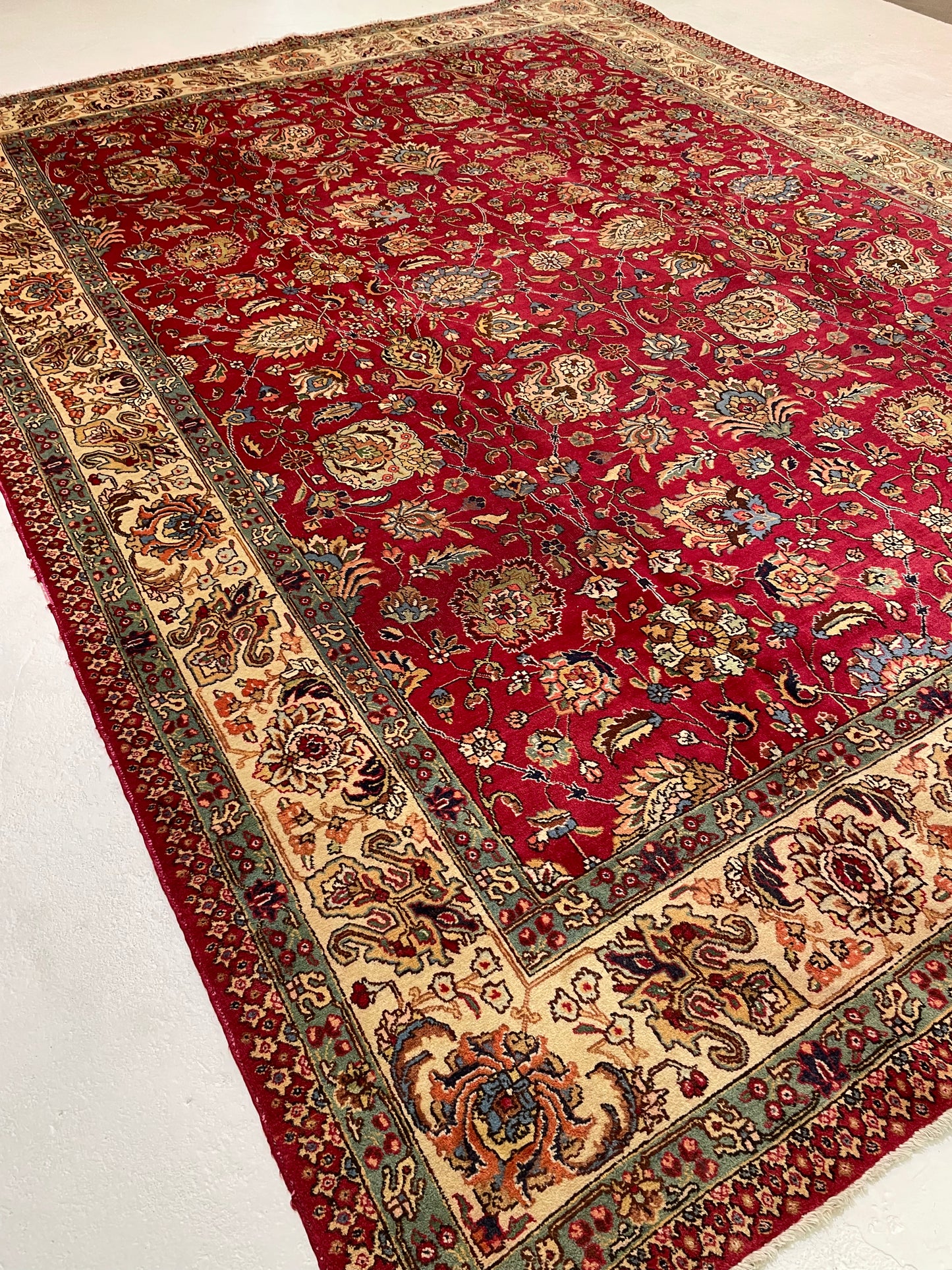 Hand-Knotted Wool Rug Tabriz Signed 9'9" x 12'4"