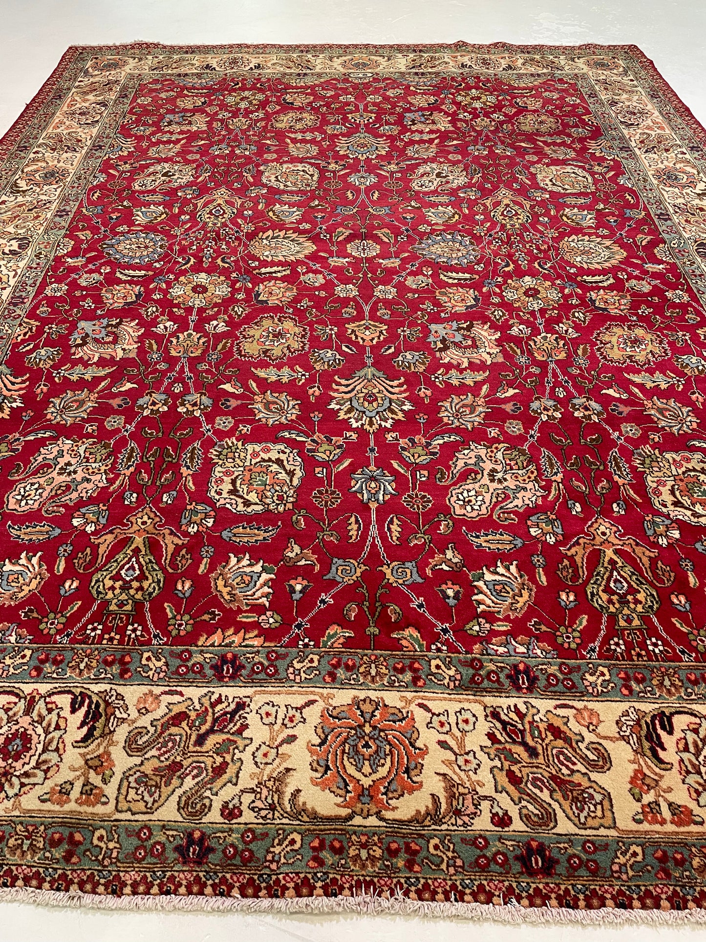 Hand-Knotted Wool Rug Tabriz Signed 9'9" x 12'4"