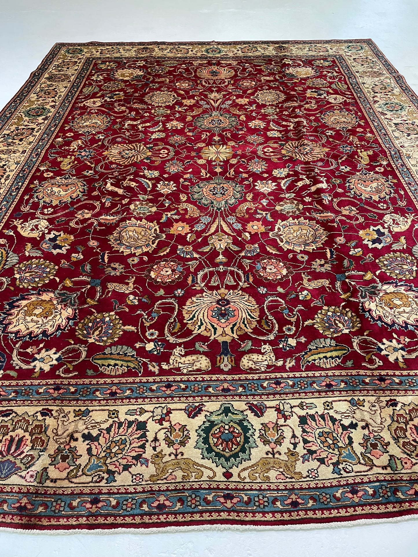 Hand-Knotted Wool Rug Tabriz 9'10" x 13'