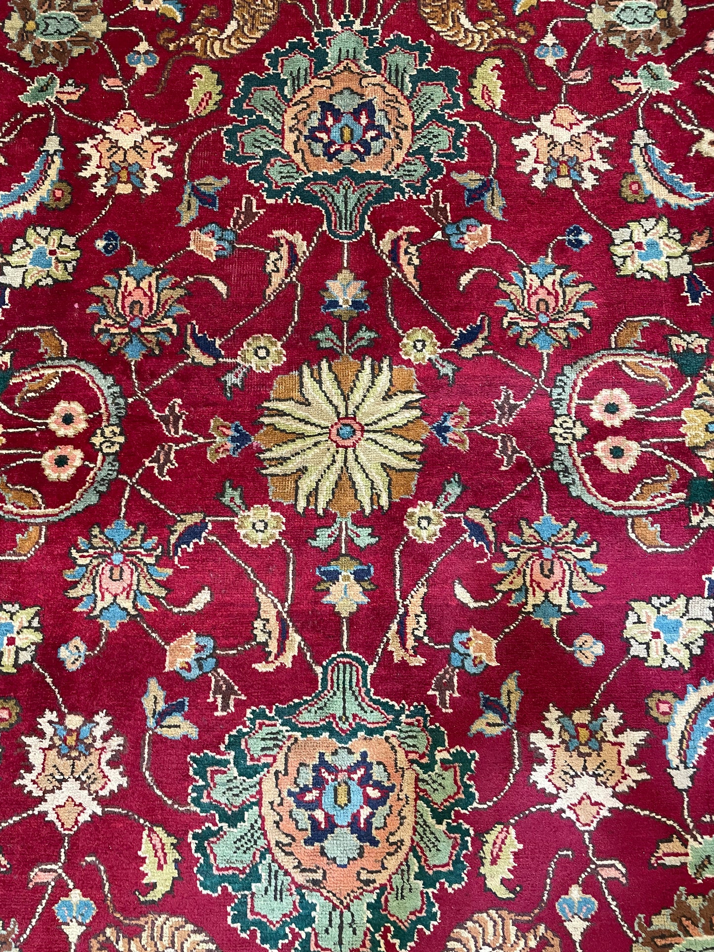 Hand-Knotted Wool Rug Tabriz 9'10" x 13'