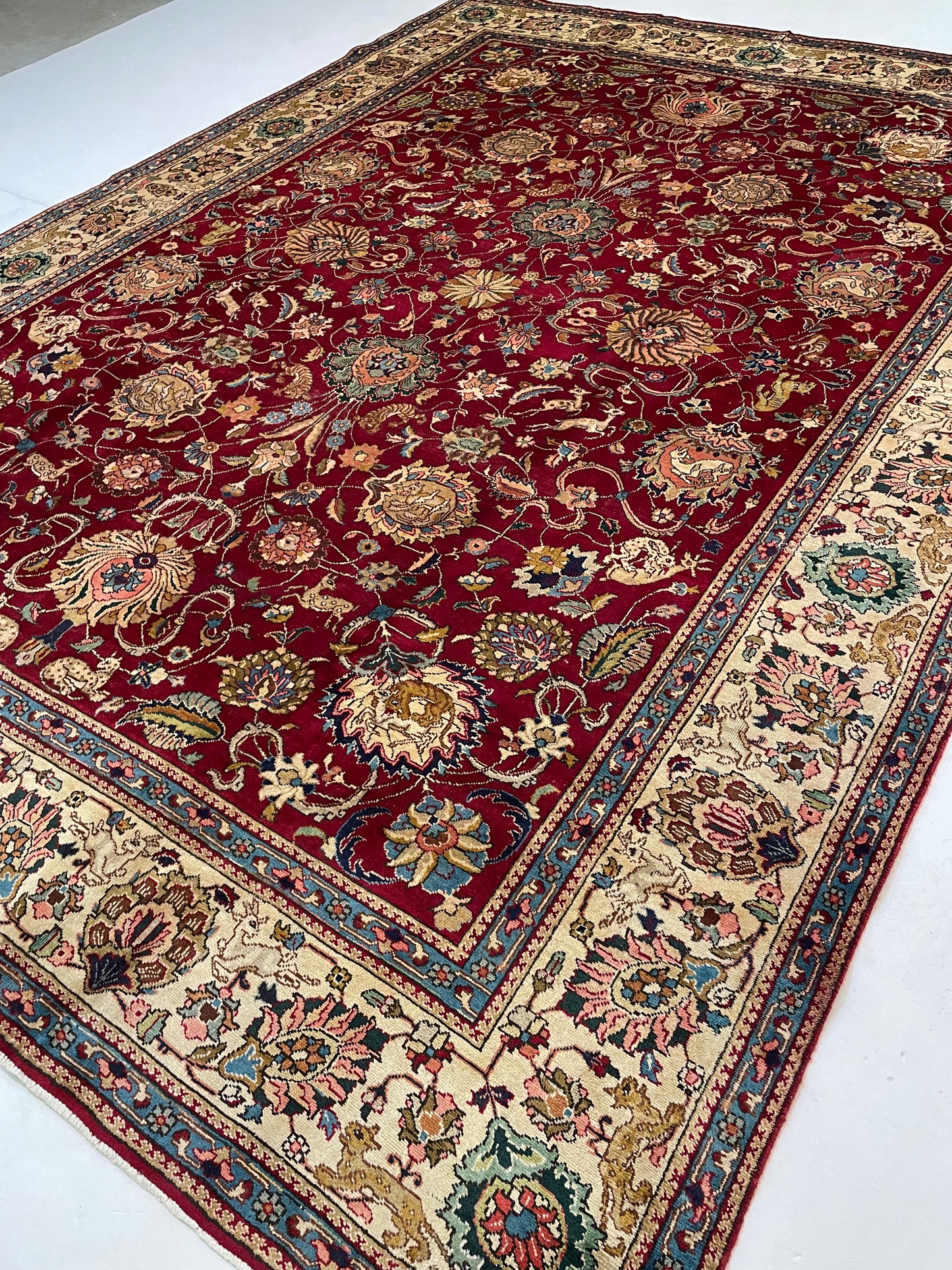Hand-Knotted Wool Rug Tabriz 9'10" x 13'