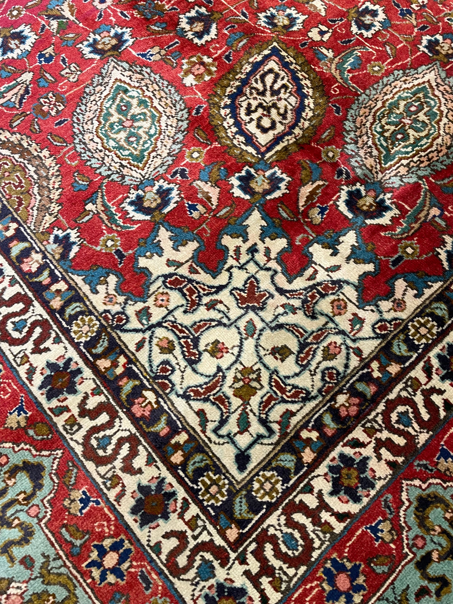 Hand-Knotted Wool Rug Tabriz Signed 9'10" x 12'9"