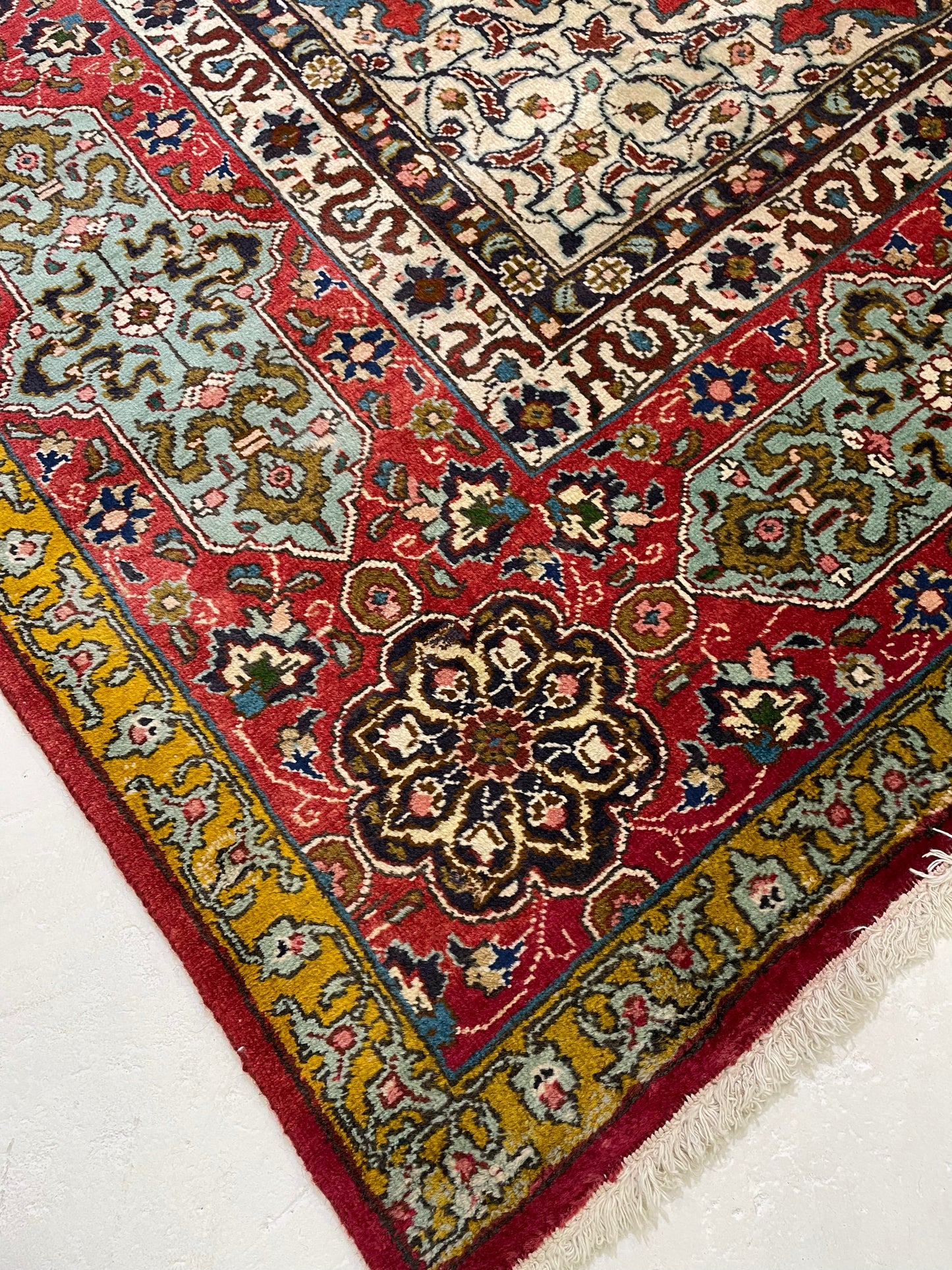 Hand-Knotted Wool Rug Tabriz Signed 9'10" x 12'9"