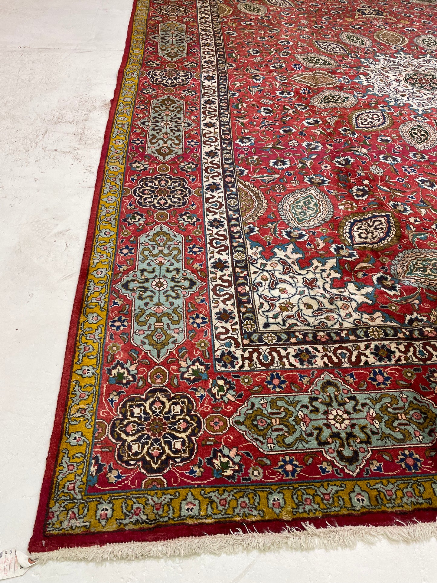 Hand-Knotted Wool Rug Tabriz Signed 9'10" x 12'9"
