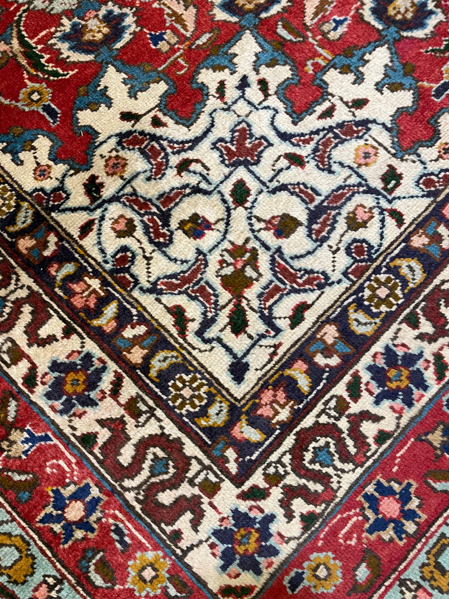 Hand-Knotted Wool Rug Tabriz Signed 9'10" x 12'9"