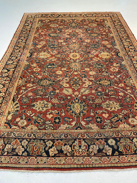 Hand-Knotted Wool Area Rug Antique Mahal 7'1" x 10'6"