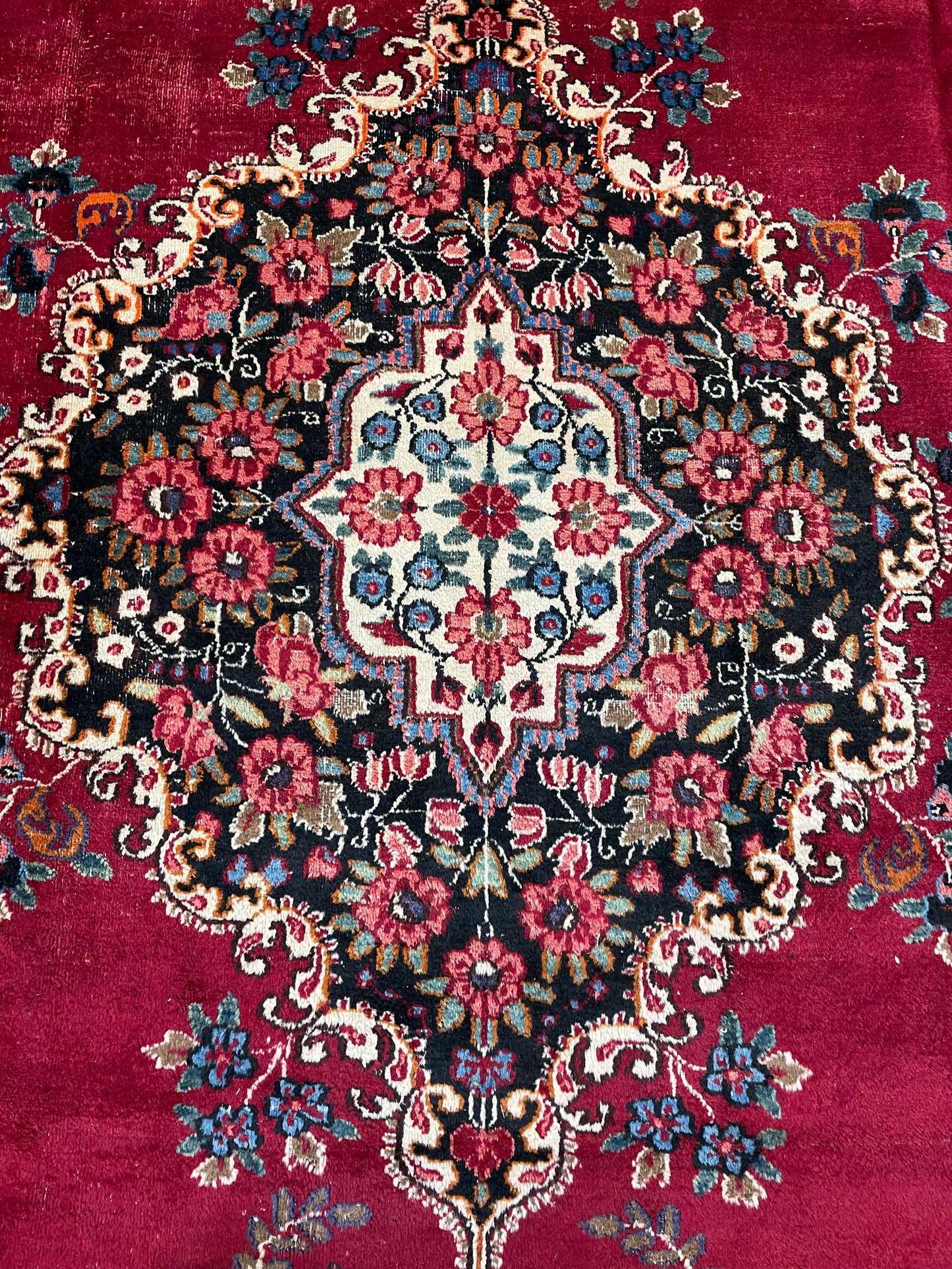 Hand-Knotted Wool Area Rug Birjand Open Field 8' x 11'3"