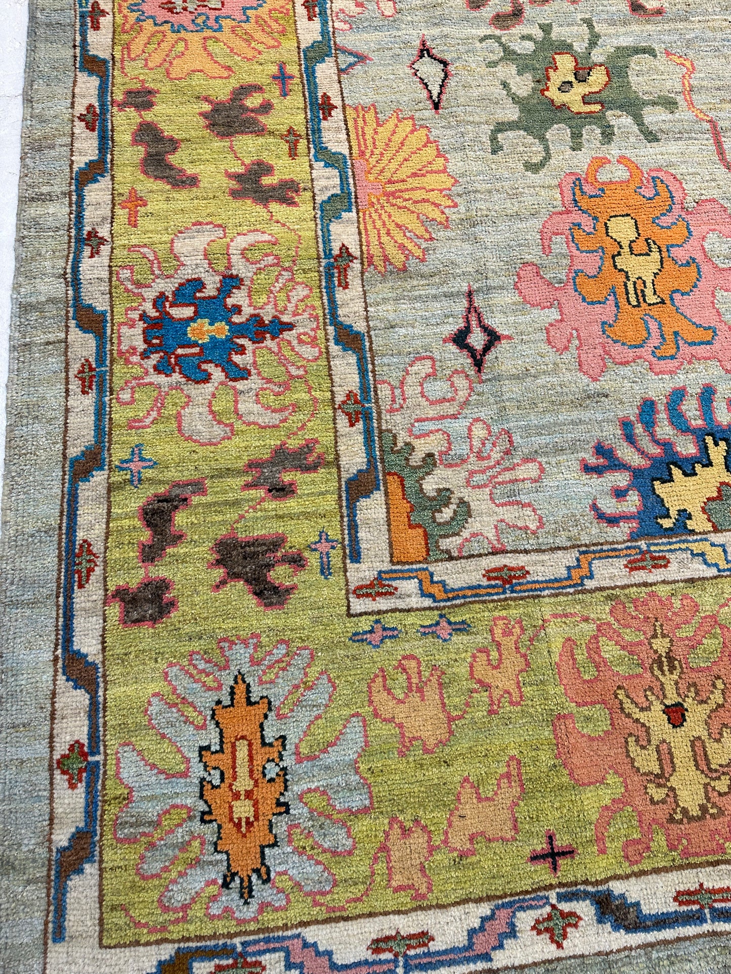 Hand-Knotted Wool Rug Turkish Oushak 10'4" x 12'11"