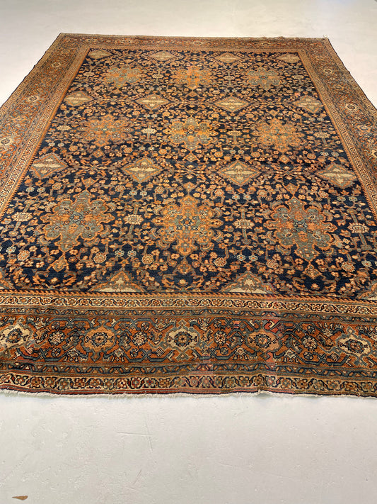 Antique Hand-Knotted Wool Area Rug Sultan Abad 9' x 12'4"