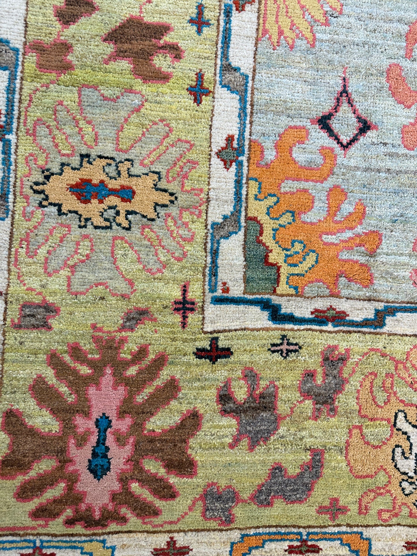 Hand-Knotted Wool Rug Turkish Oushak 10'4" x 12'11"