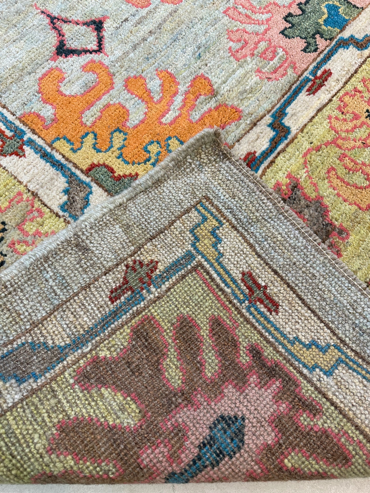 Hand-Knotted Wool Rug Turkish Oushak 10'4" x 12'11"