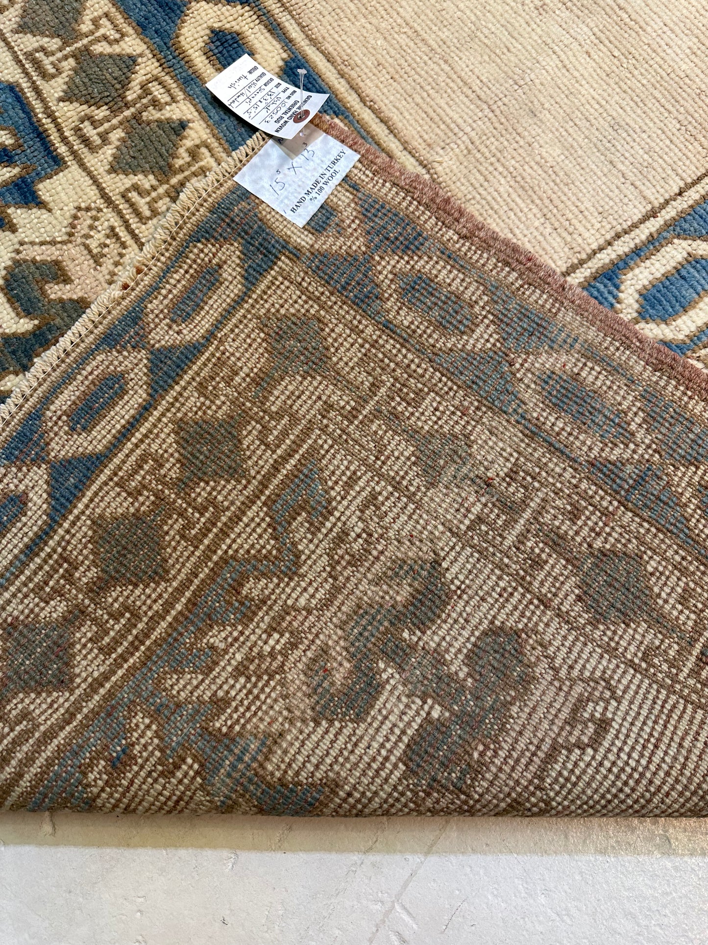 Hand-Knotted Wool Rug Turkish Oushak 13'3" x 15'5"