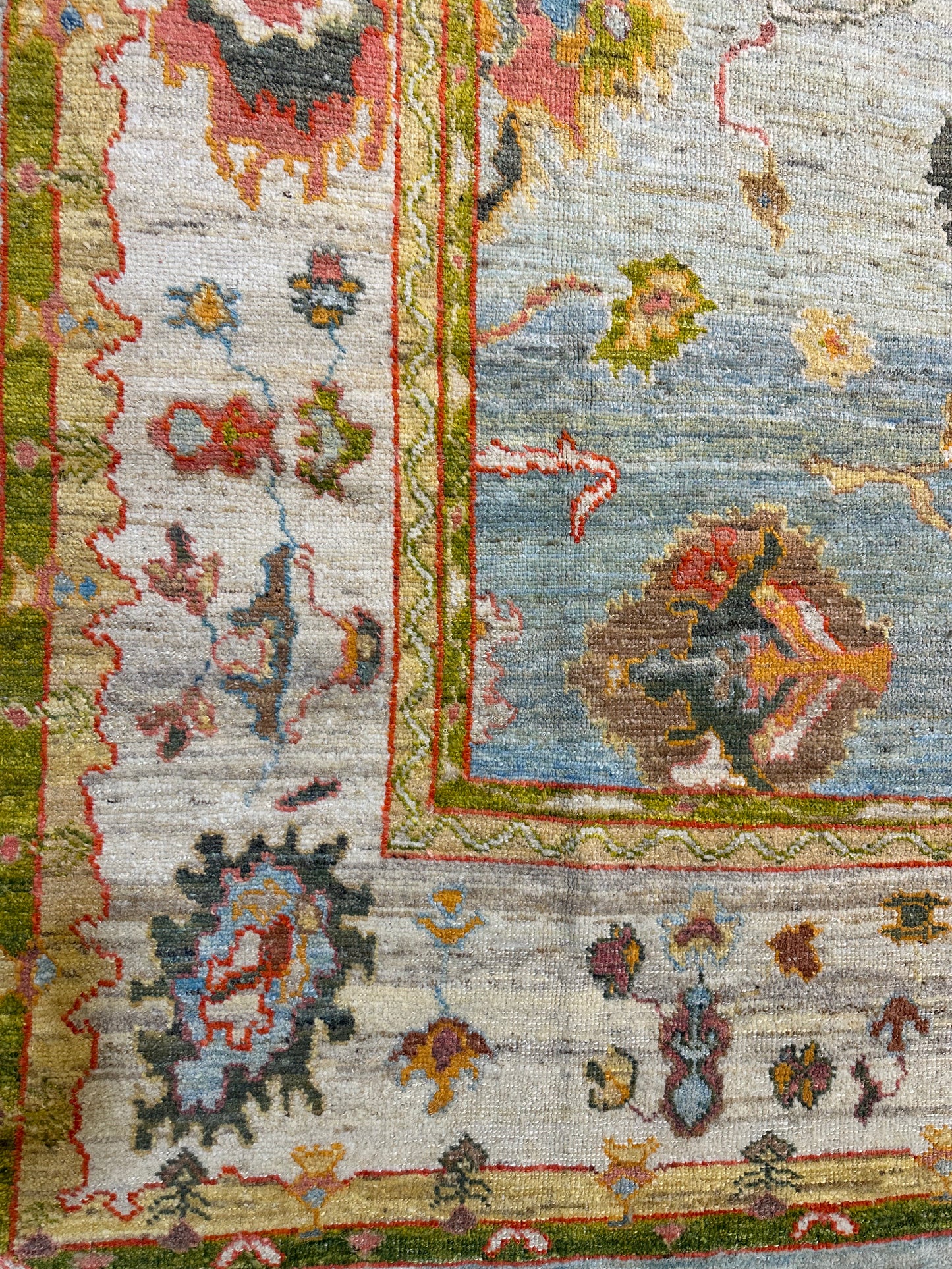 Hand-Knotted Wool Rug Turkish Oushak 9'6" x 10'4"