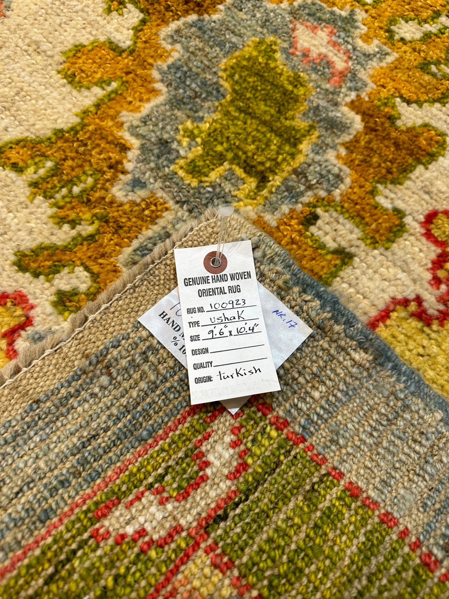 Hand-Knotted Wool Rug Turkish Oushak 9'6" x 10'4"