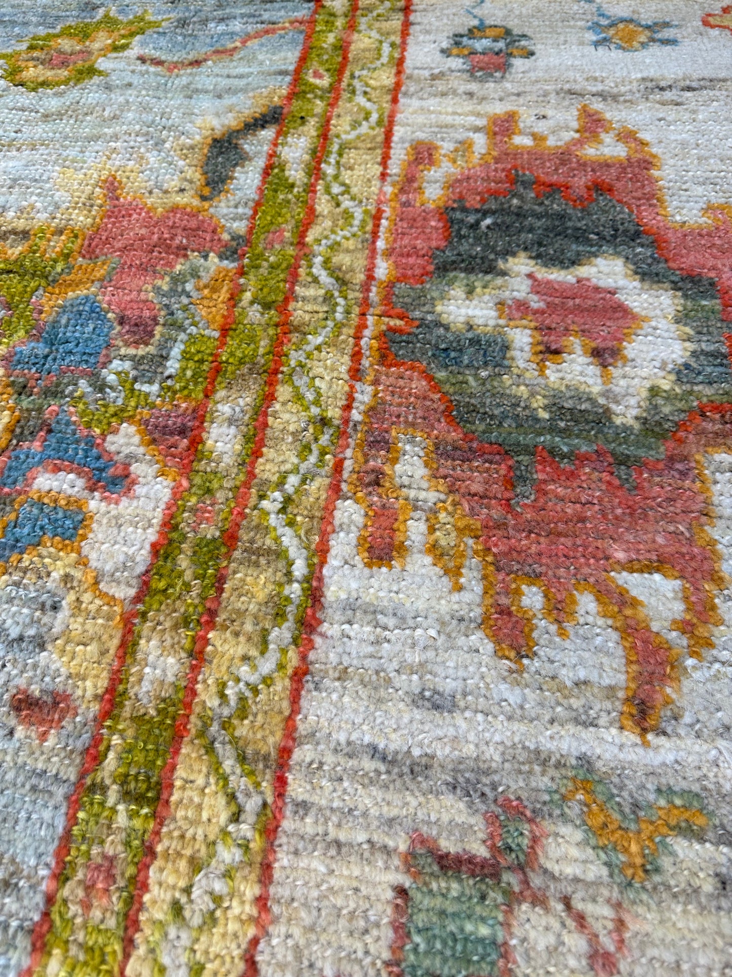 Hand-Knotted Wool Rug Turkish Oushak 9'6" x 10'4"