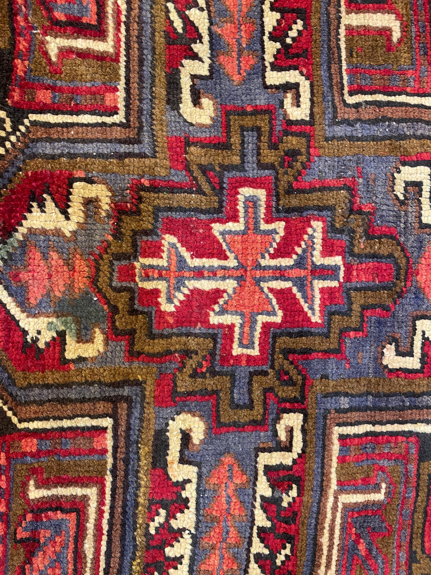 Hand-Knotted Wool Area Rug Heriz Square 7'8" x 8'3"