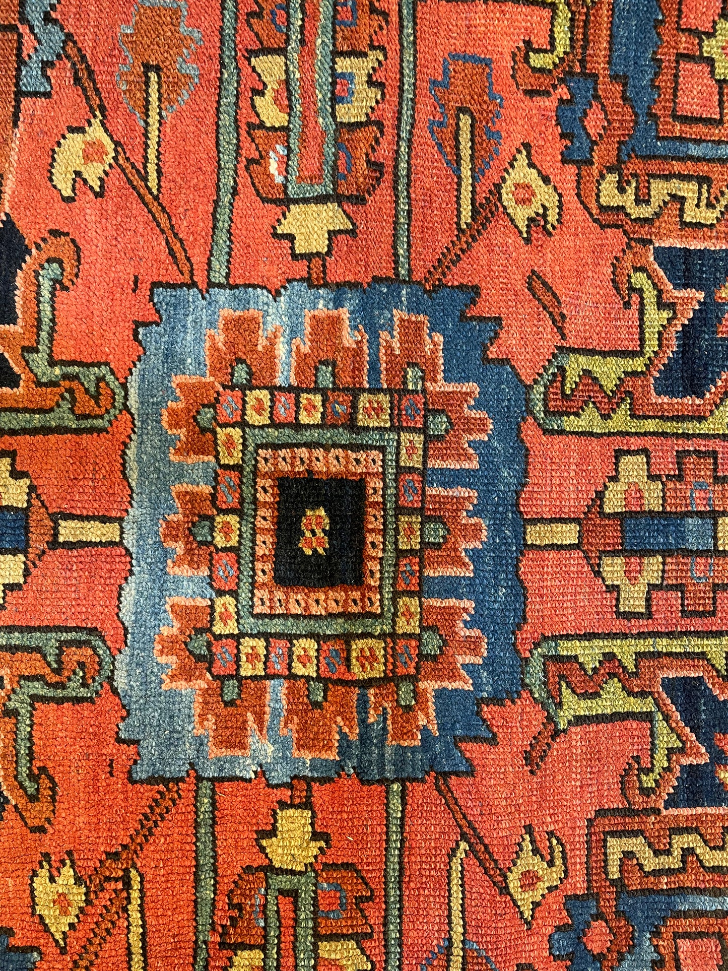 Antique Hand-Knotted Wool Area Rug Heriz Serapi Patina 8' x 10'5"