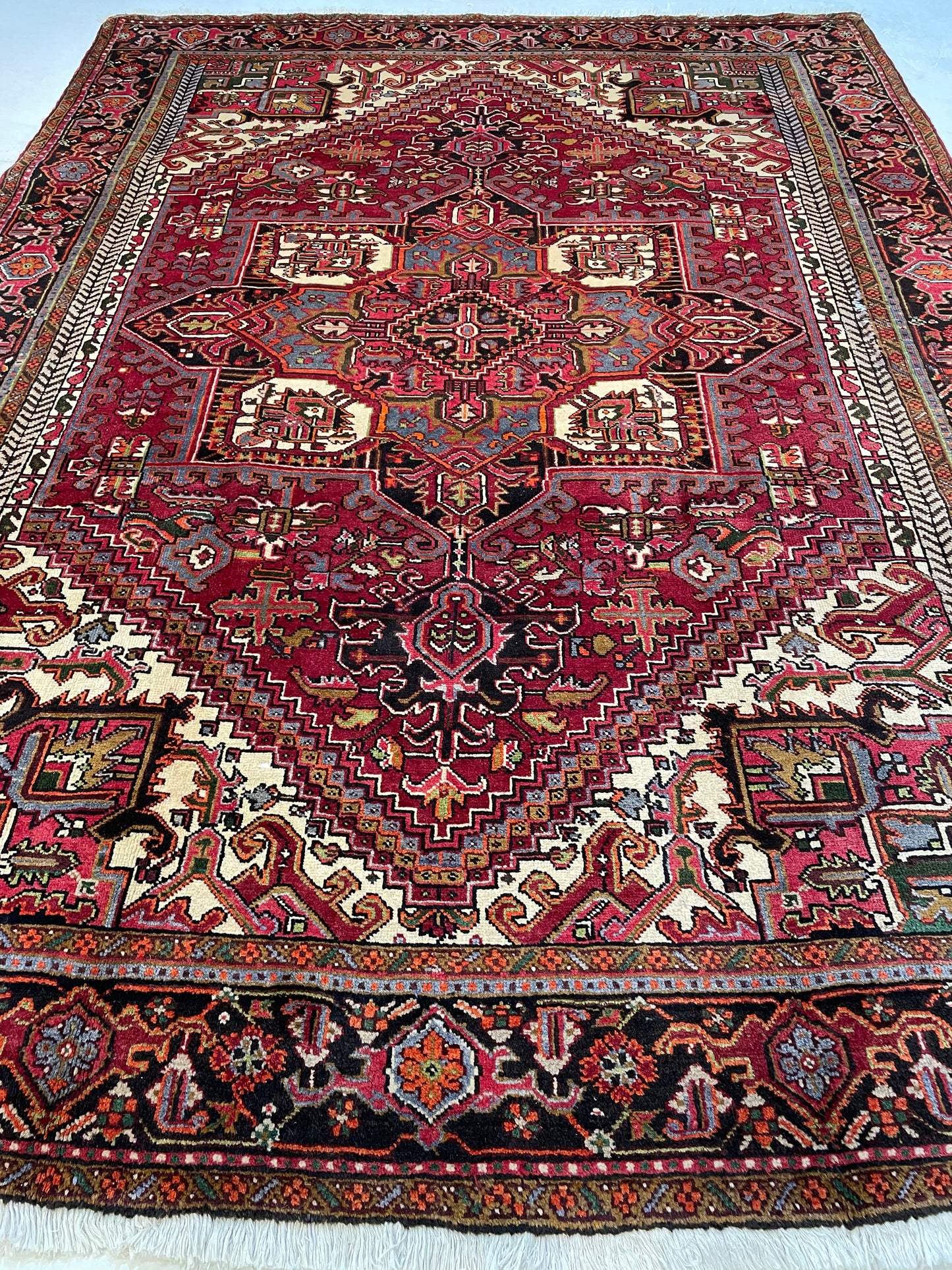 Hand-Knotted Wool Area Rug Heriz 7'11" x 10'9"