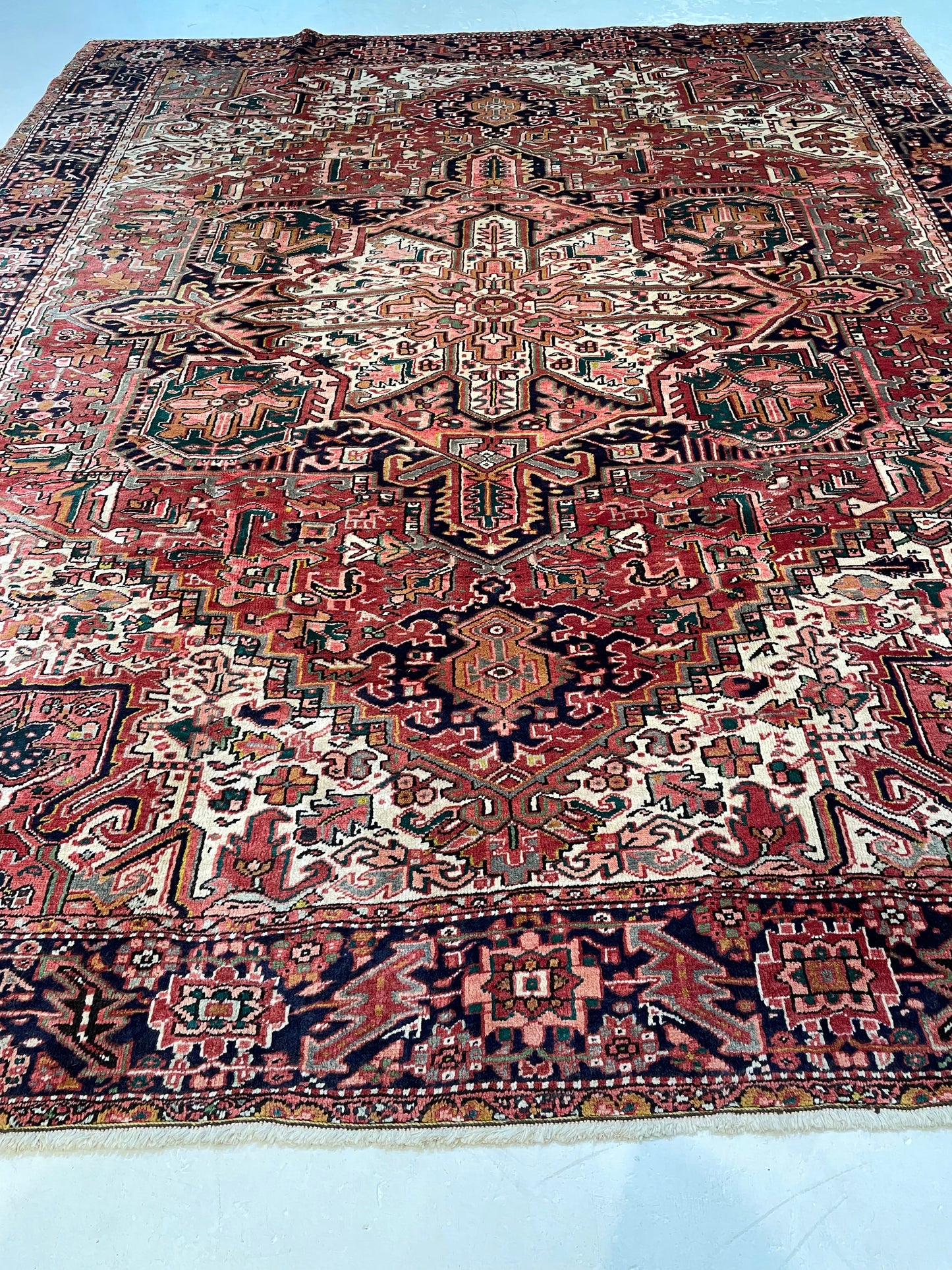 Hand-Knotted Wool Area Rug Heriz 9'1" x 10'10"