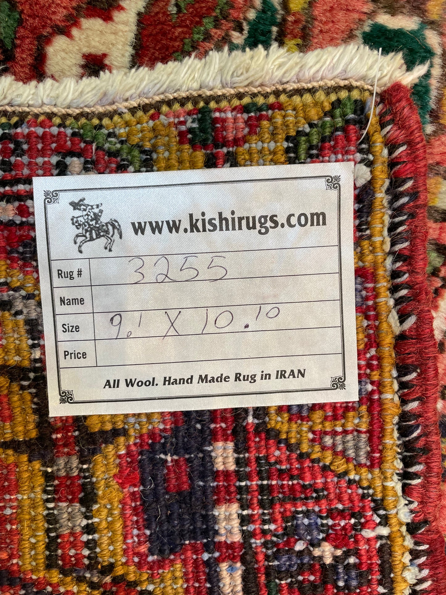 Hand-Knotted Wool Area Rug Heriz 9'1" x 10'10"