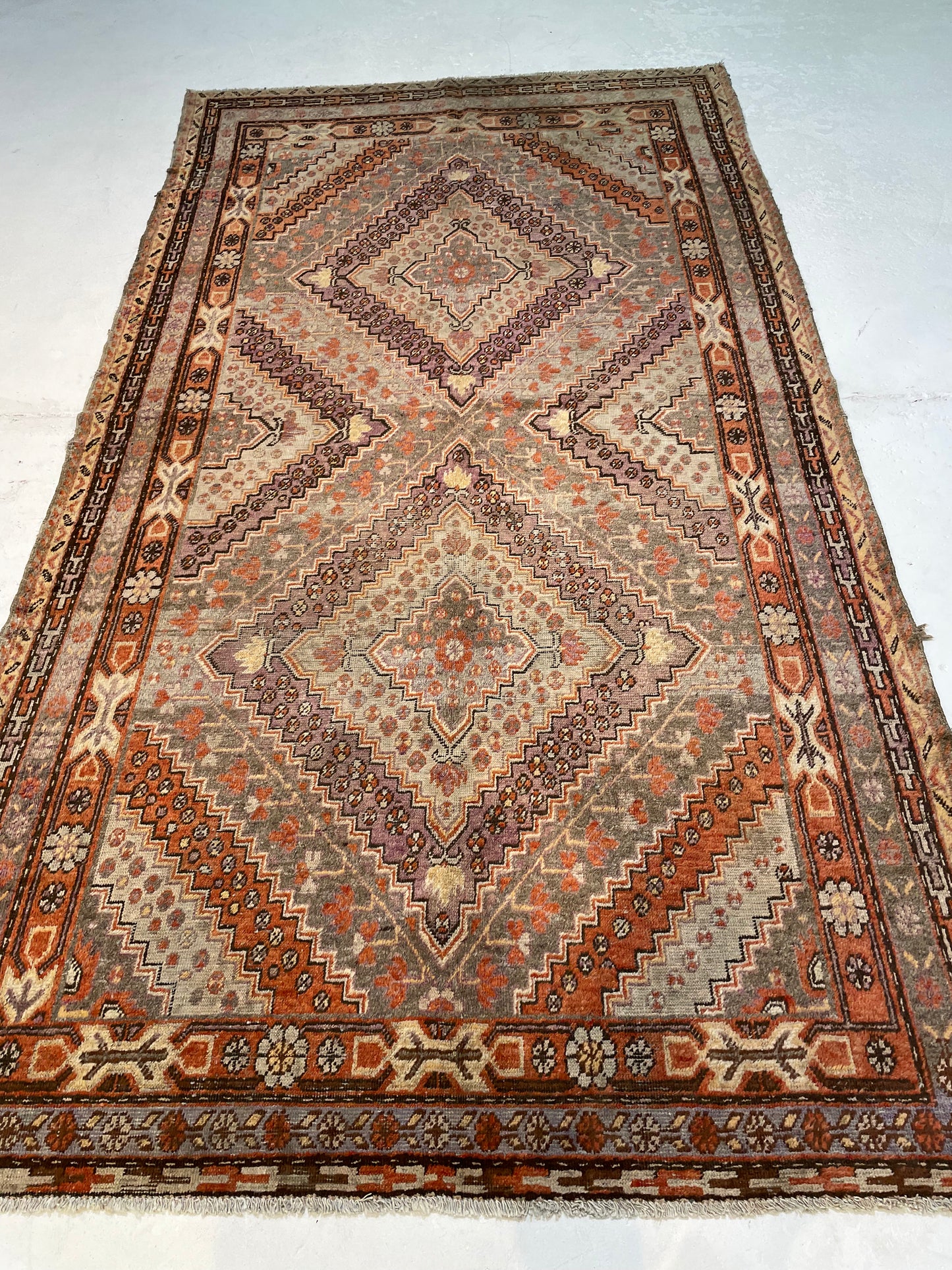Antique Hand-Knotted Wool Area Rug Khotan Samarkand Collectible 5'8" x 10'3"
