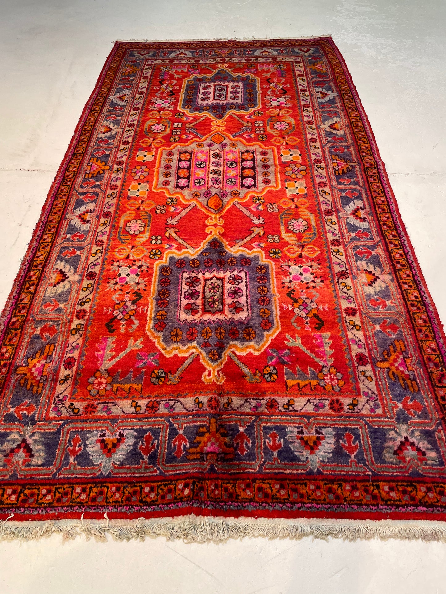 Antique Hand-Knotted Wool Area Rug Khotan Samarkand Collectible 5'3" x 10'8"