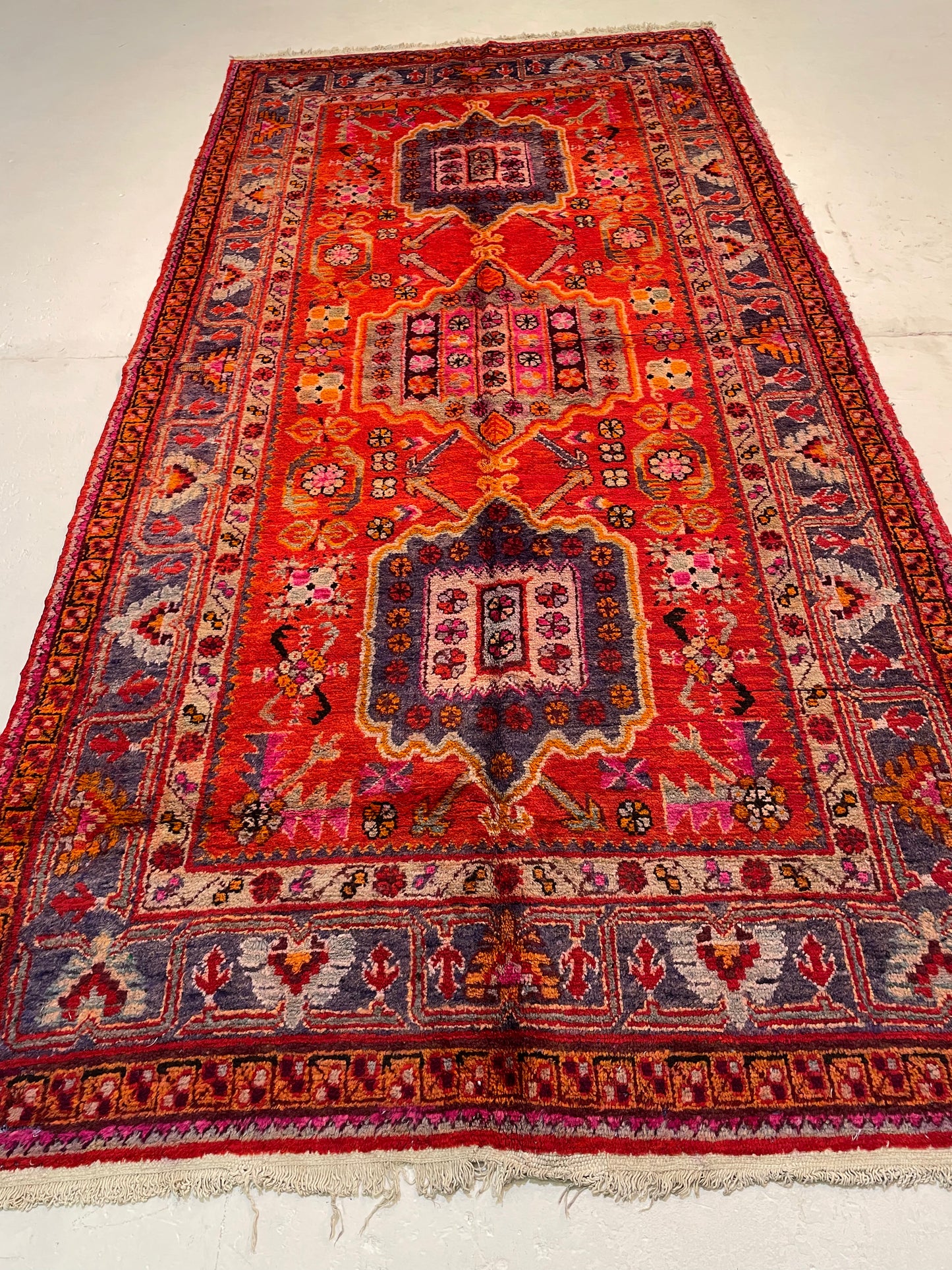 Antique Hand-Knotted Wool Area Rug Khotan Samarkand Collectible 5'3" x 10'8"