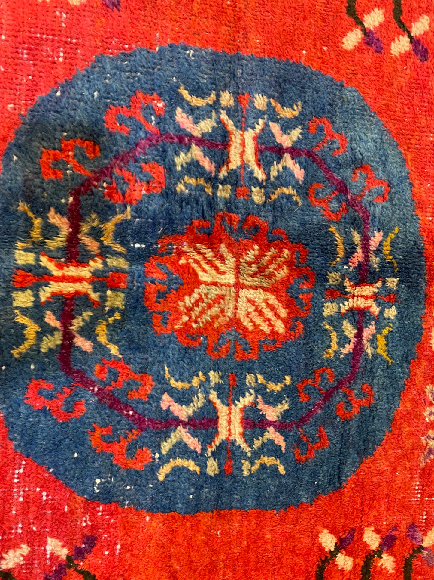 Antique Hand-Knotted Wool Area Rug Khotan Samarkand Collectible 4'4" x 9'5"