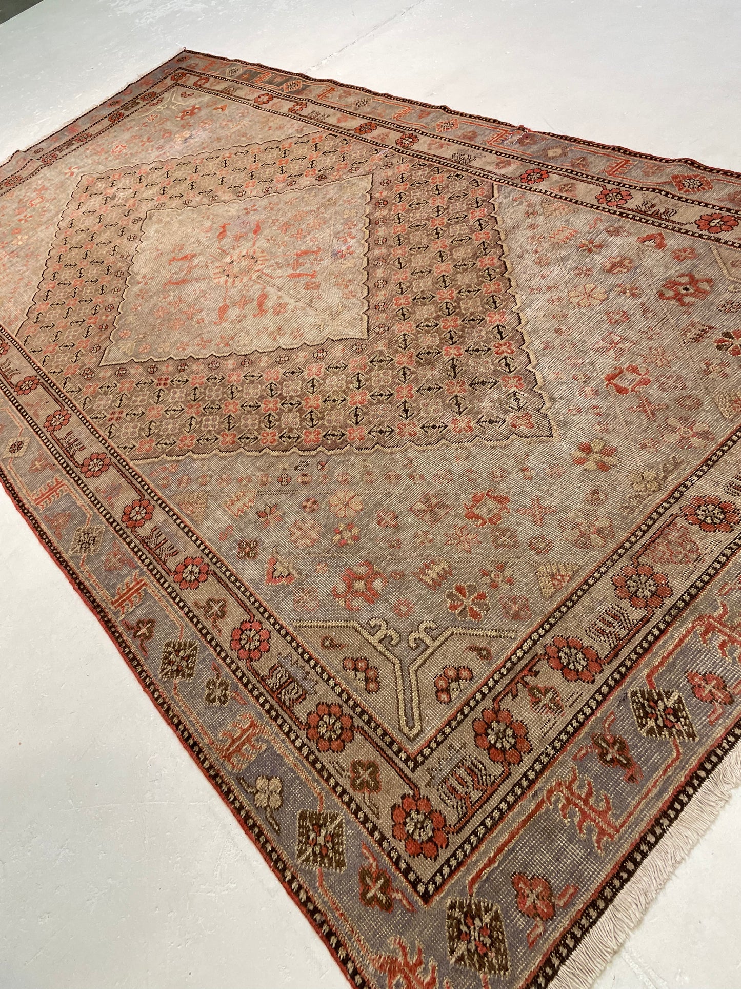 Antique Hand-Knotted Wool Area Rug Khotan Samarkand Collectible 5'5" x 11'3"