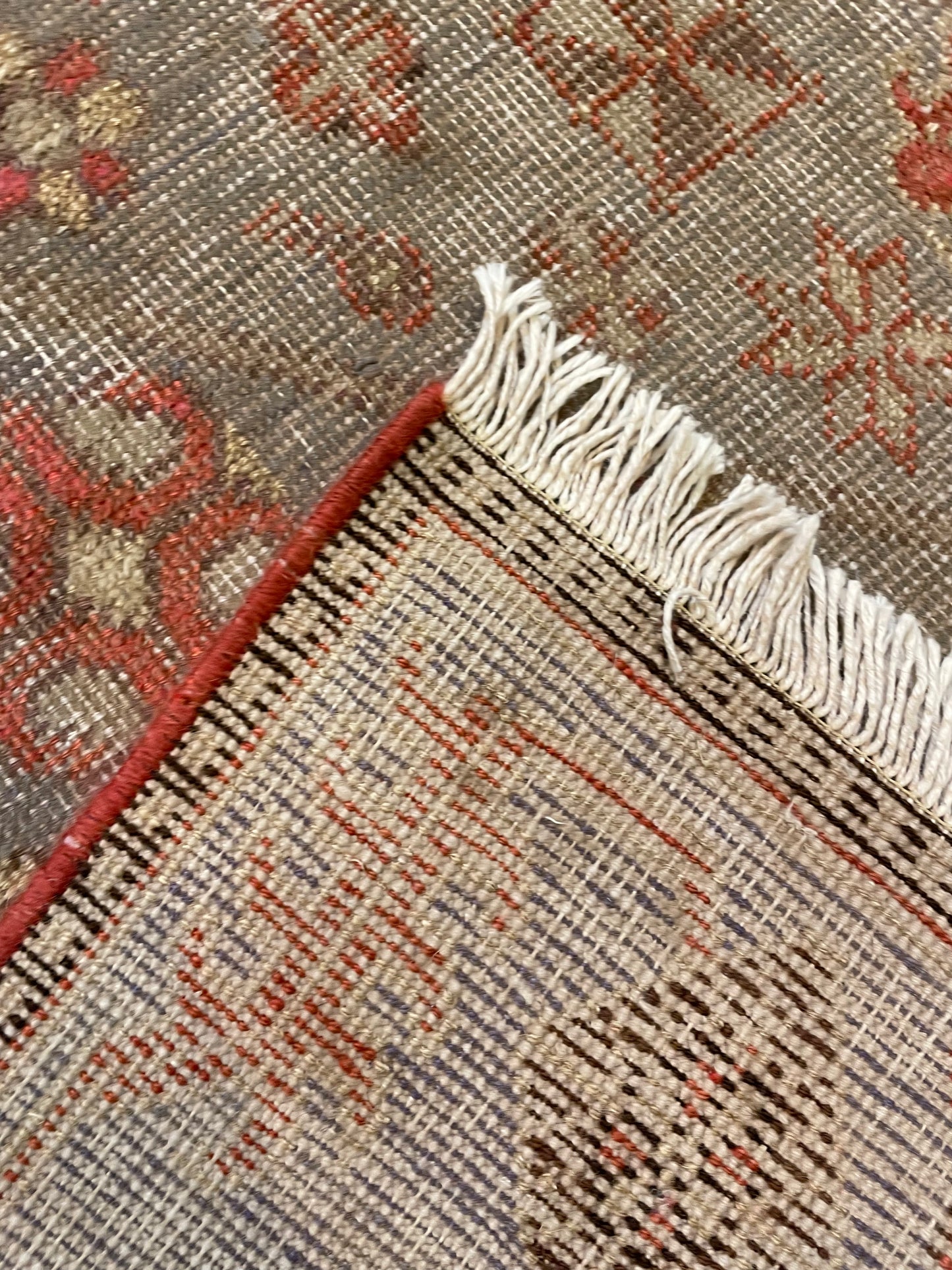 Antique Hand-Knotted Wool Area Rug Khotan Samarkand Collectible 5'5" x 11'3"