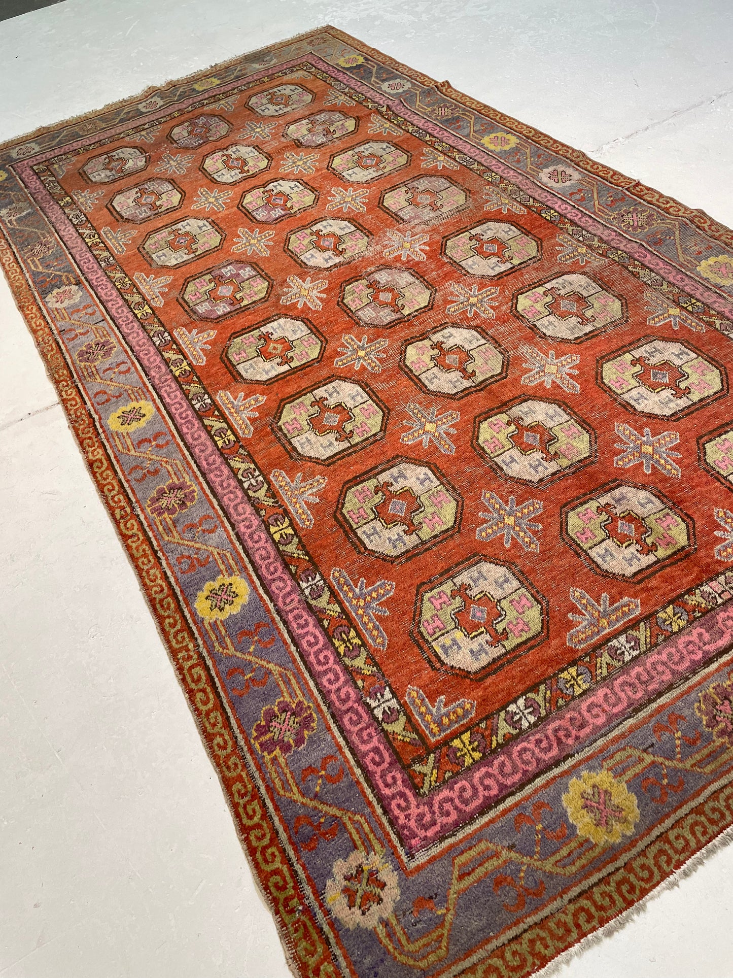 Antique Hand-Knotted Wool Area Rug Khotan Samarkand Collectible 5'3" x 10'4"