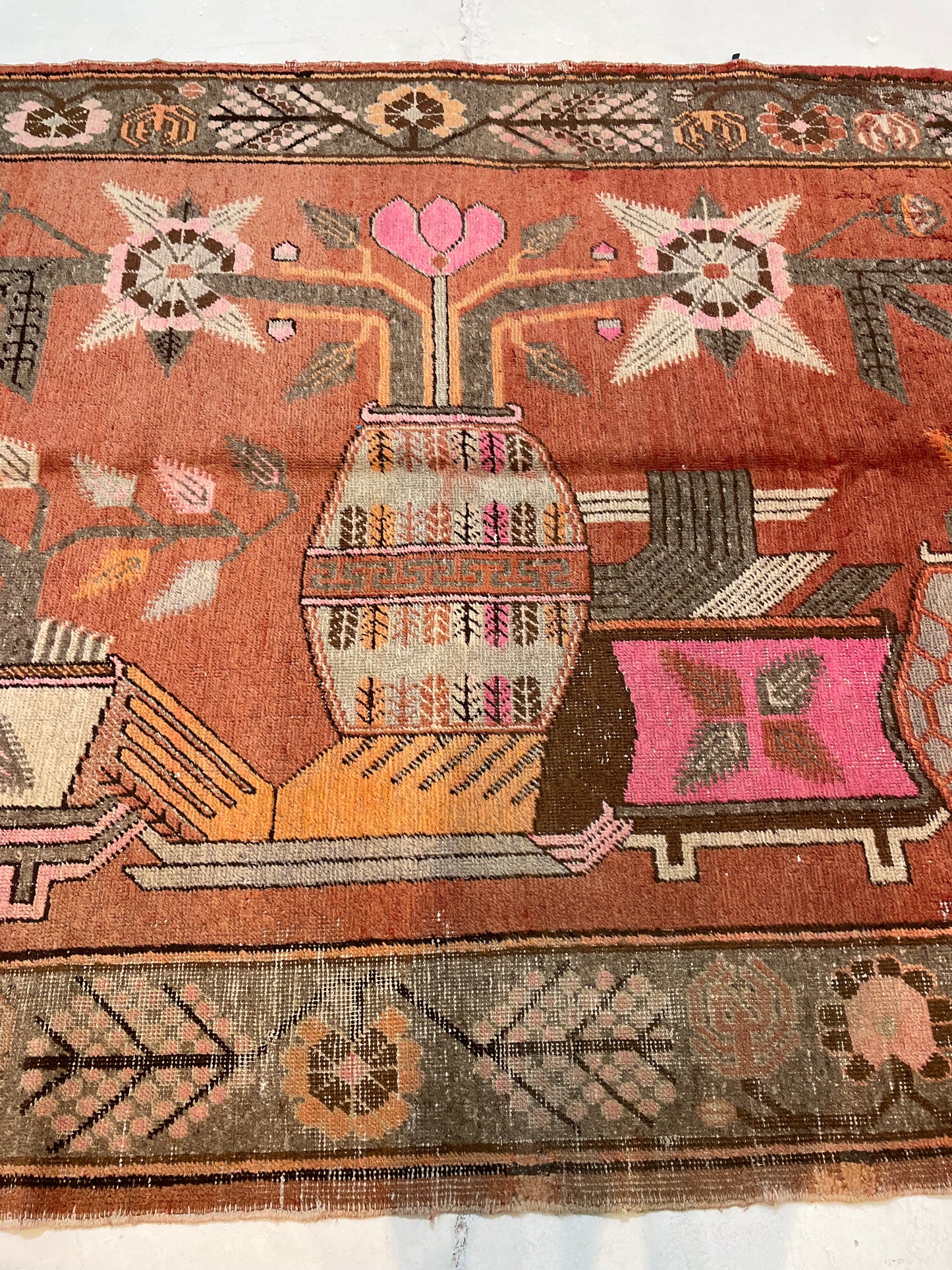 Antique Hand-Knotted Wool Area Rug Khotan Samarkand Collectible 5'3" x 8'10"