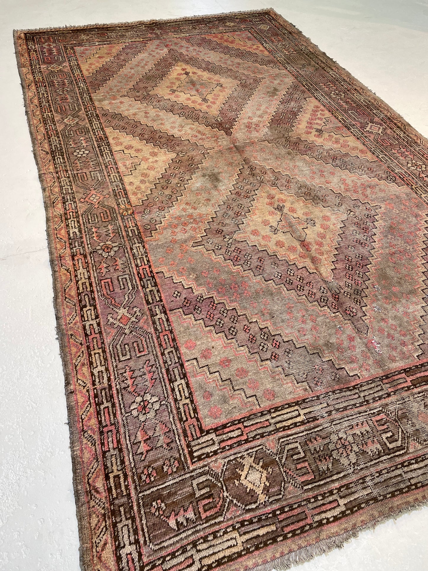Antique Hand-Knotted Wool Area Rug Khotan Samarkand Collectible 6' x 10'5"