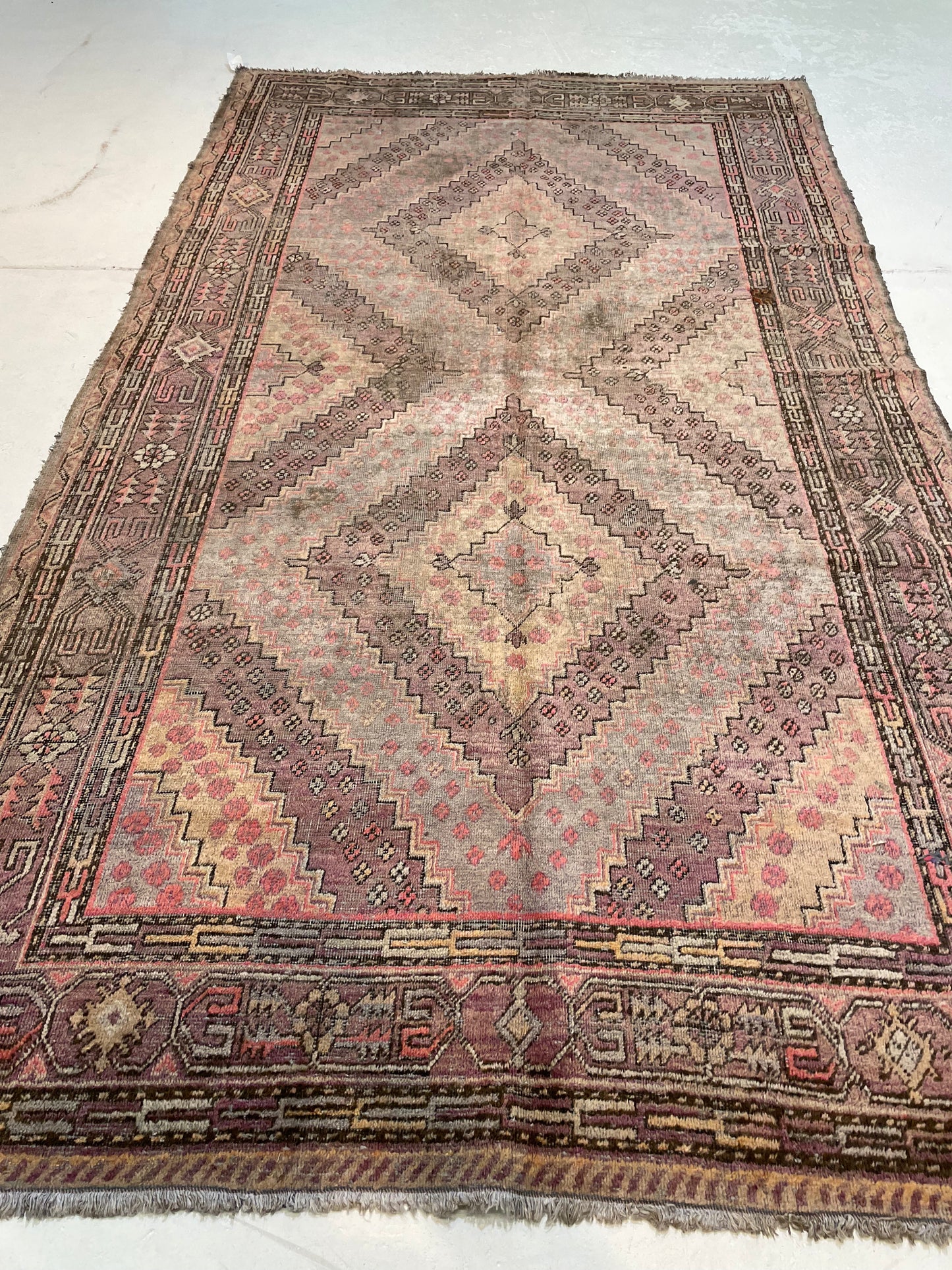 Antique Hand-Knotted Wool Area Rug Khotan Samarkand Collectible 6' x 10'5"