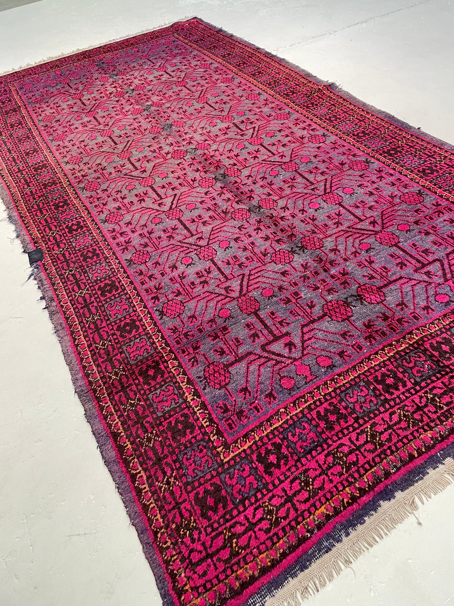 Antique Hand-Knotted Wool Area Rug Khotan Samarkand Collectible 6'4" x 12'4"