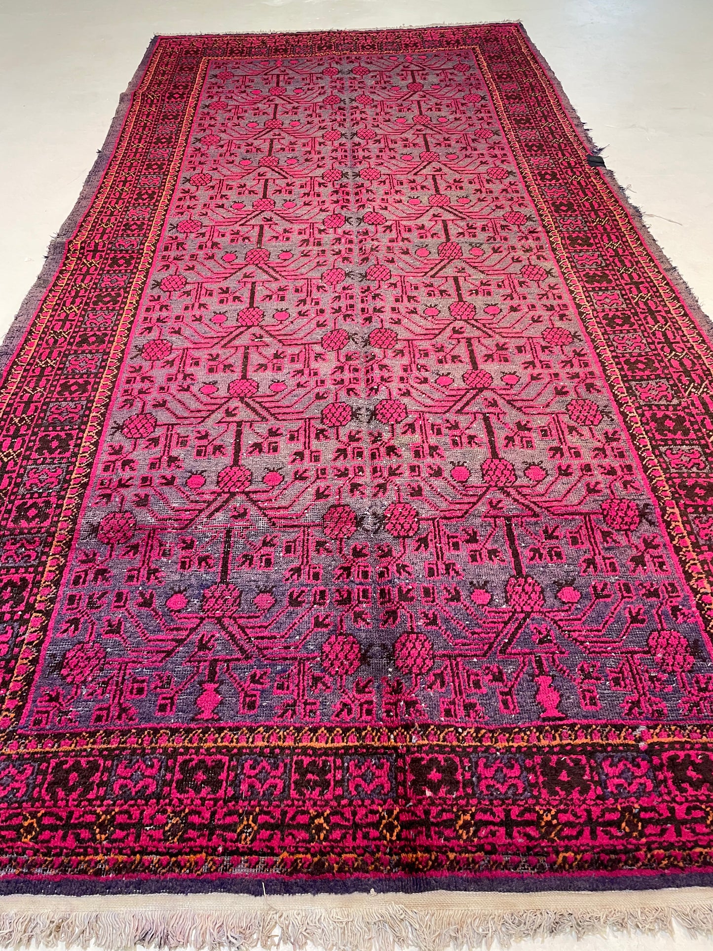 Antique Hand-Knotted Wool Area Rug Khotan Samarkand Collectible 6'4" x 12'4"