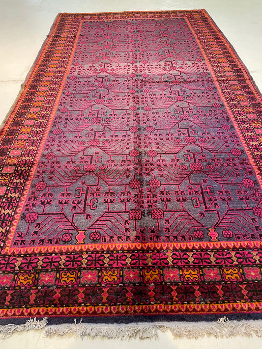Antique Hand-Knotted Wool Area Rug Khotan Samarkand Collectible 7'7" x 13'10"