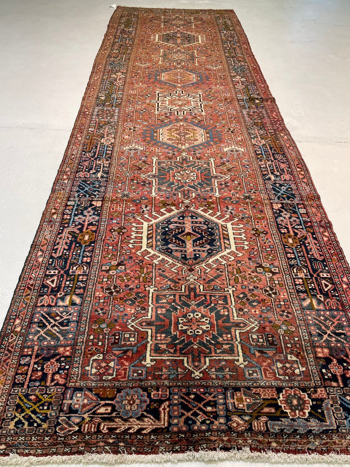 Antique Hand-Knotted Wool Gallery Size Heriz 4'8" x 15'2"