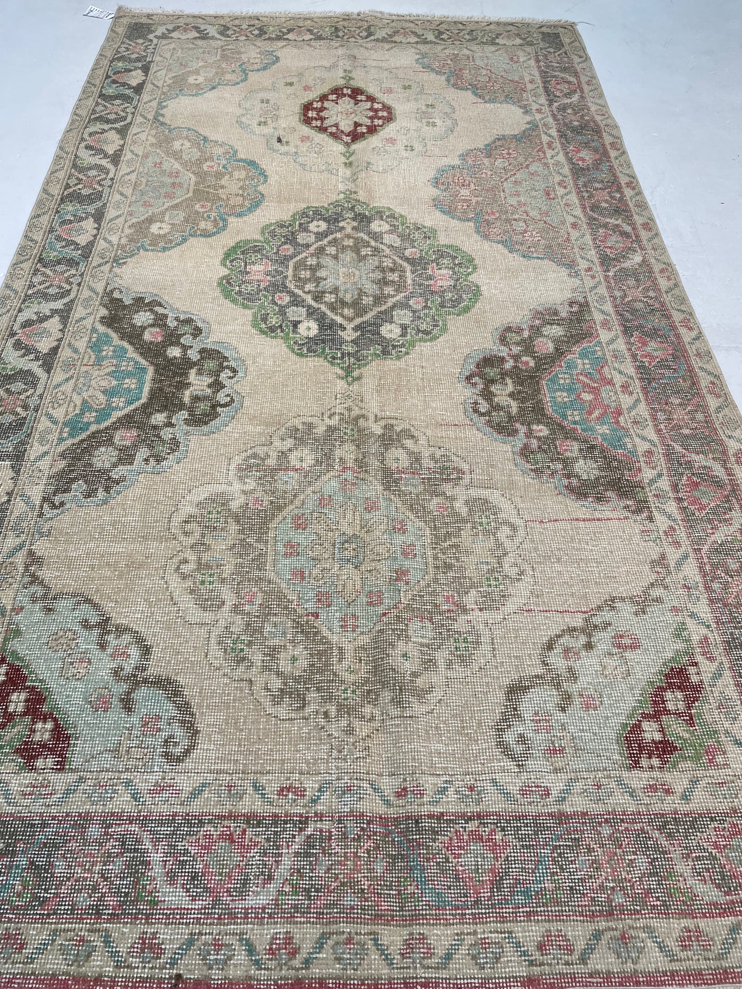 Hand-Knotted Wool Galery Size Turkish Oushak 4'8" x 8'4"