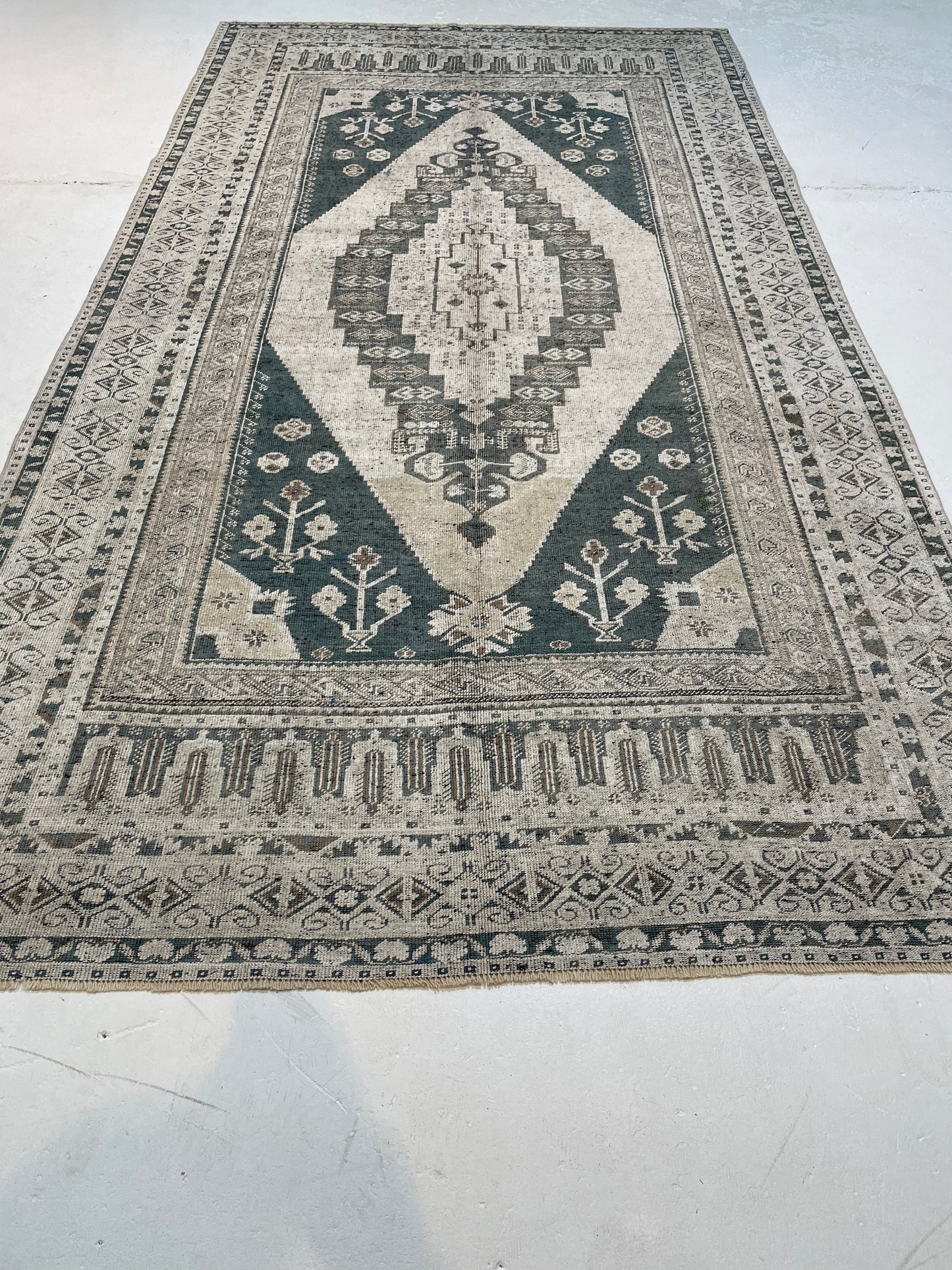 Hand-Knotted Wool Gallery Size Turkish Oushak 5'7" x 10'5"